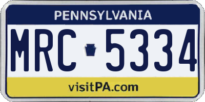 PA license plate MRC5334