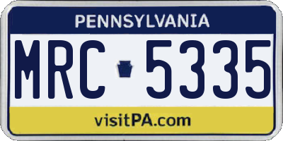PA license plate MRC5335
