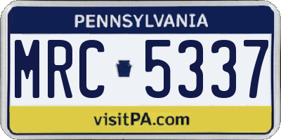 PA license plate MRC5337