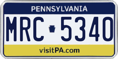 PA license plate MRC5340