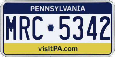 PA license plate MRC5342
