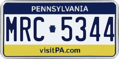 PA license plate MRC5344