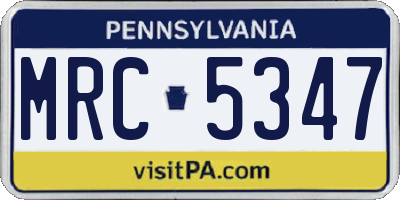 PA license plate MRC5347