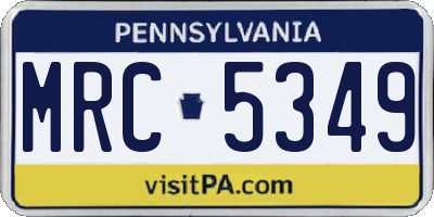 PA license plate MRC5349