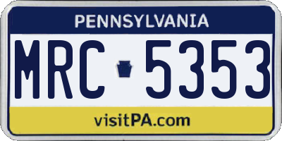 PA license plate MRC5353