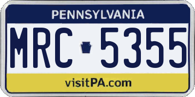 PA license plate MRC5355