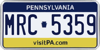 PA license plate MRC5359