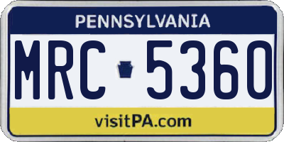 PA license plate MRC5360