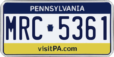 PA license plate MRC5361