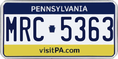 PA license plate MRC5363