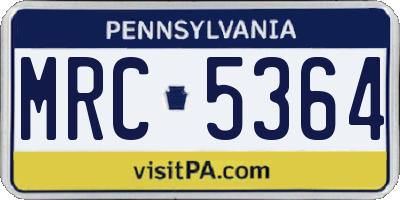 PA license plate MRC5364