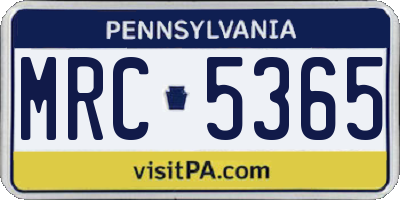 PA license plate MRC5365