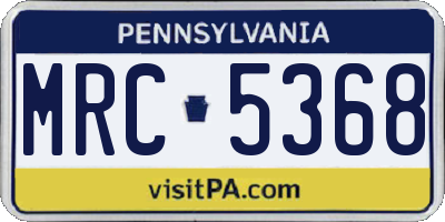PA license plate MRC5368