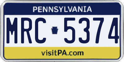 PA license plate MRC5374