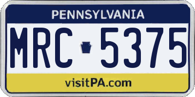 PA license plate MRC5375