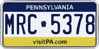 PA license plate MRC5378