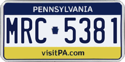 PA license plate MRC5381
