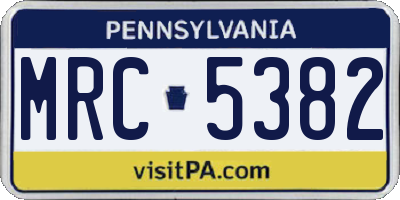 PA license plate MRC5382