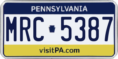 PA license plate MRC5387