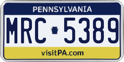 PA license plate MRC5389