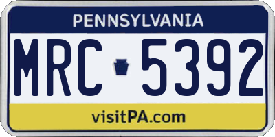PA license plate MRC5392