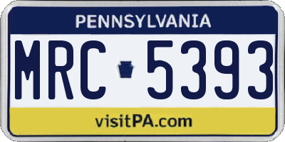 PA license plate MRC5393