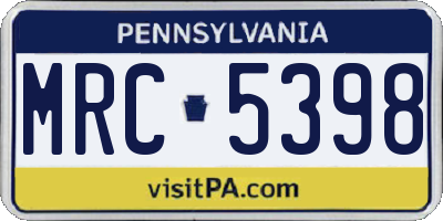 PA license plate MRC5398