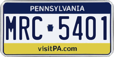 PA license plate MRC5401