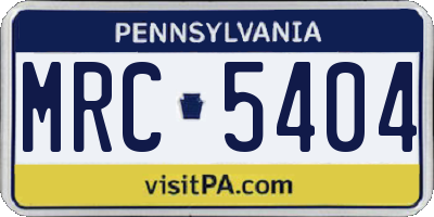 PA license plate MRC5404