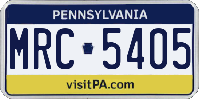 PA license plate MRC5405