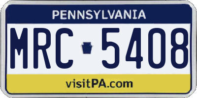 PA license plate MRC5408