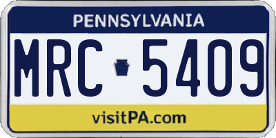 PA license plate MRC5409