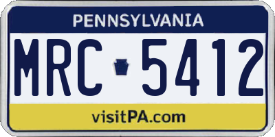 PA license plate MRC5412