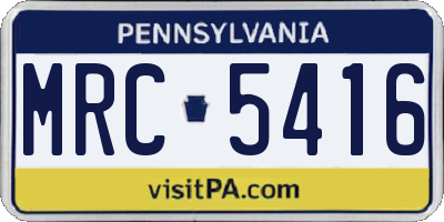 PA license plate MRC5416