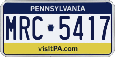 PA license plate MRC5417