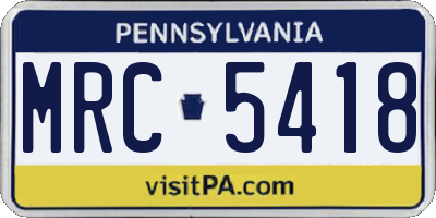 PA license plate MRC5418