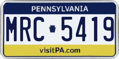PA license plate MRC5419