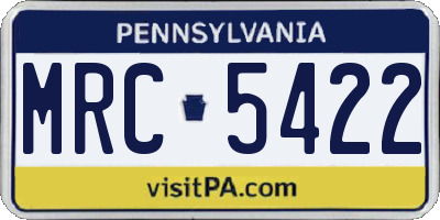 PA license plate MRC5422