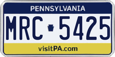 PA license plate MRC5425