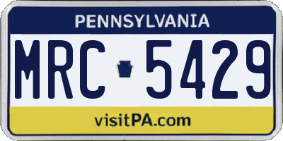 PA license plate MRC5429