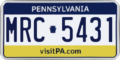 PA license plate MRC5431