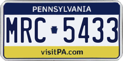 PA license plate MRC5433