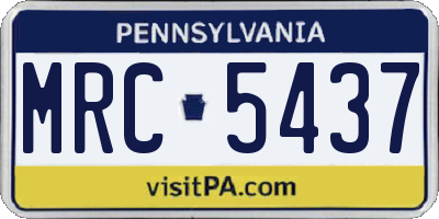 PA license plate MRC5437