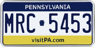 PA license plate MRC5453