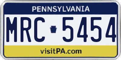 PA license plate MRC5454
