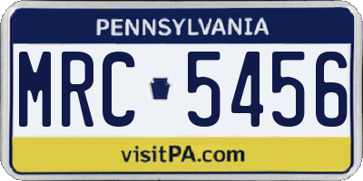 PA license plate MRC5456