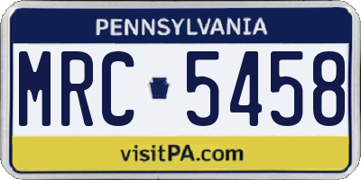 PA license plate MRC5458