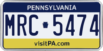 PA license plate MRC5474
