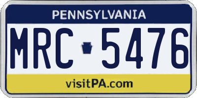 PA license plate MRC5476