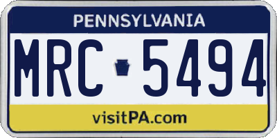 PA license plate MRC5494